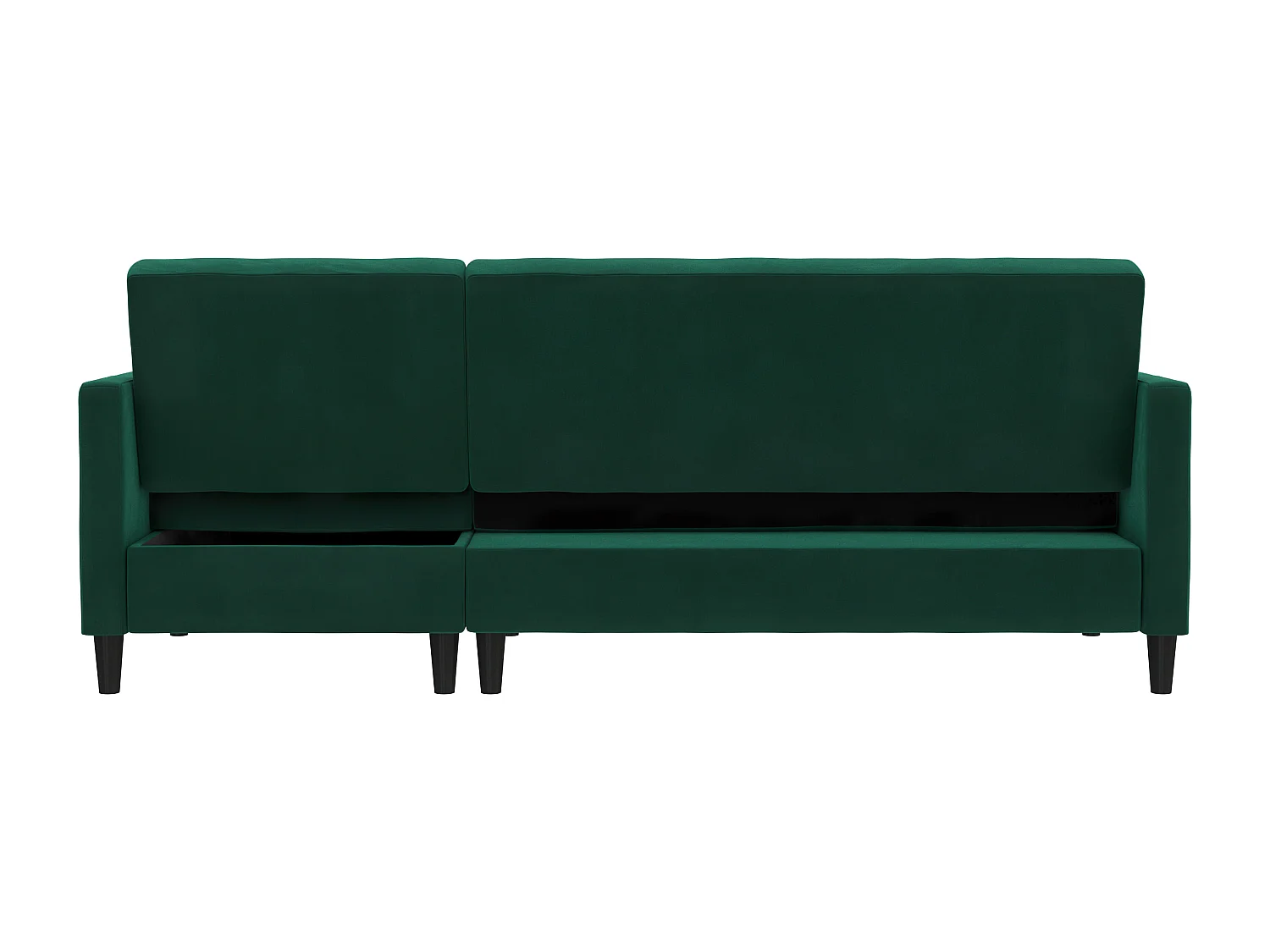 3-zits hoekslaapbank met opbergruimte in donkergroen fluweel