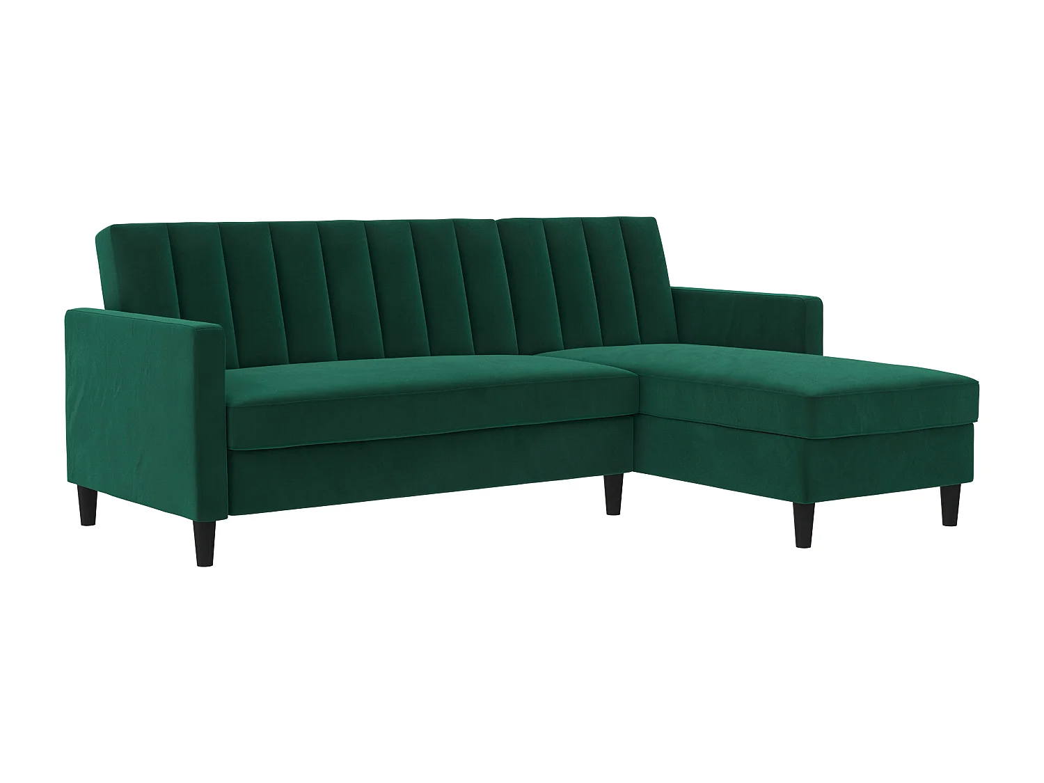 Celine | Canapé-lit 3 places avec méridienne en velours vert foncé