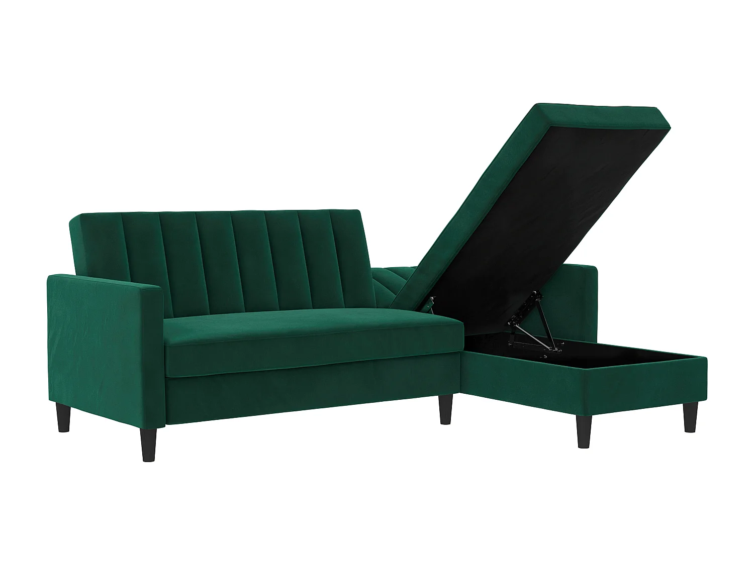 Celine | Canapé-lit 3 places avec méridienne en velours vert foncé