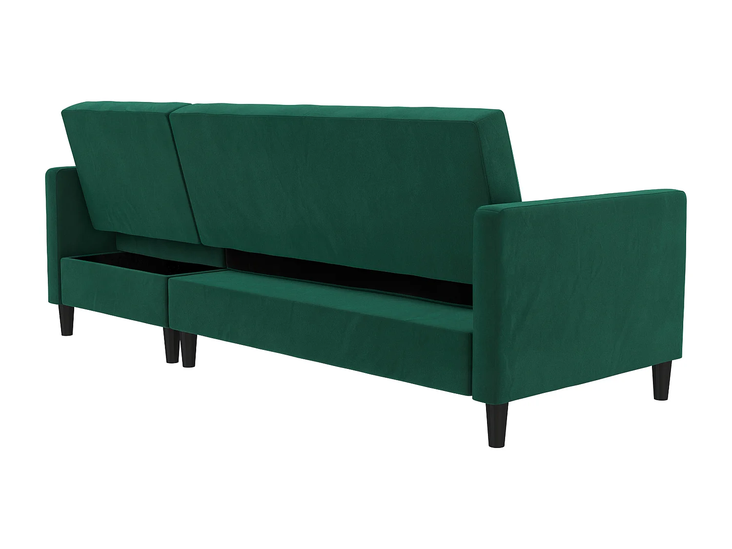 Celine | Canapé-lit 3 places avec méridienne en velours vert foncé