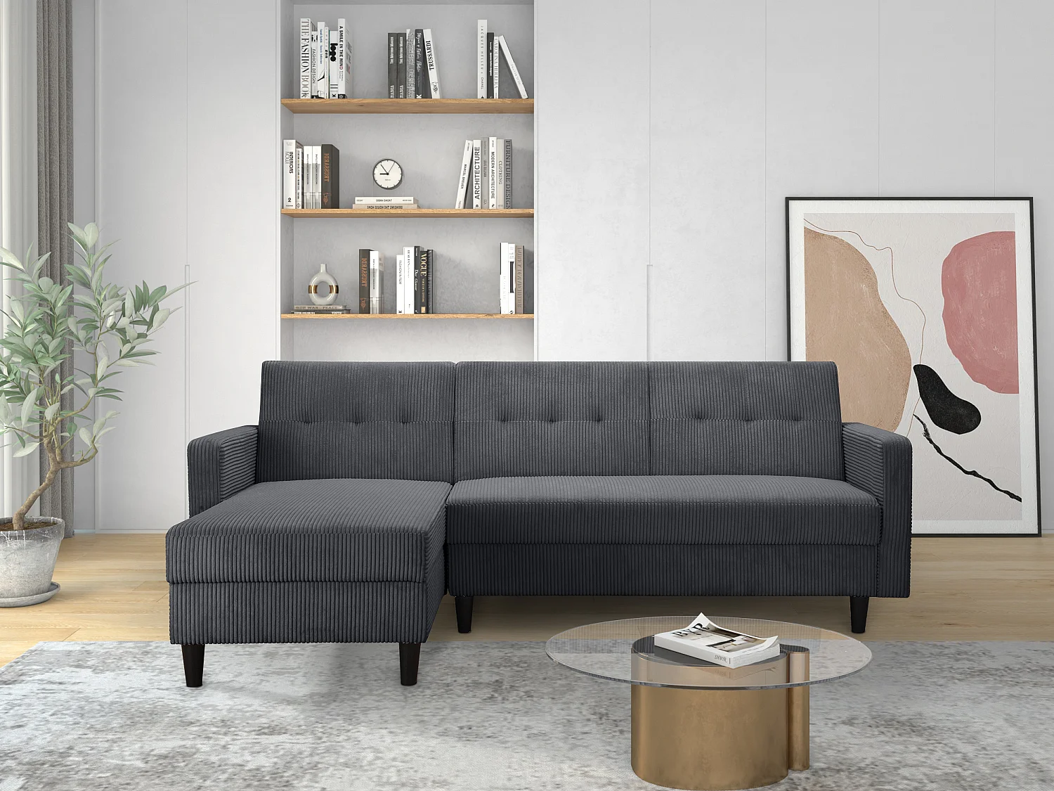 Hartford II | Canapé avec rangement en anthracite