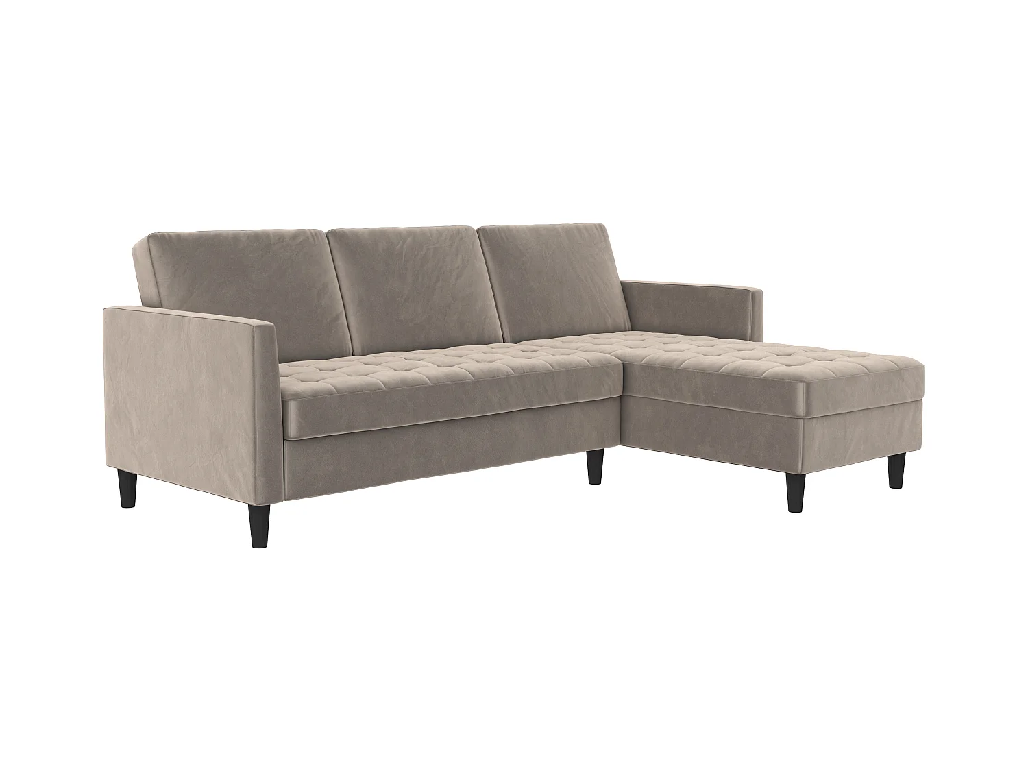 Presley | Canapé convertible 3 places avec méridienne en velours taupe