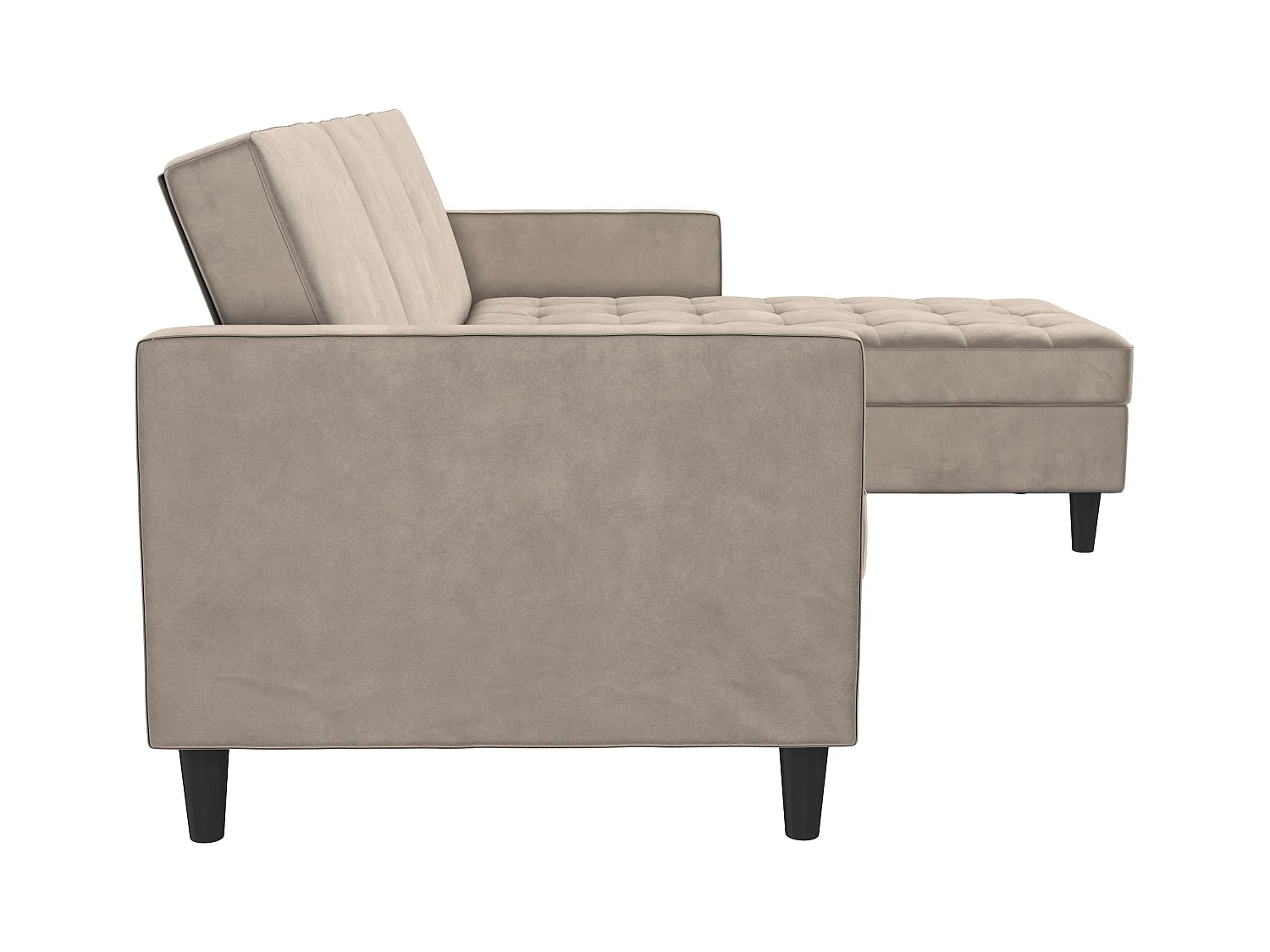 Presley | Canapé convertible 3 places avec méridienne en velours taupe