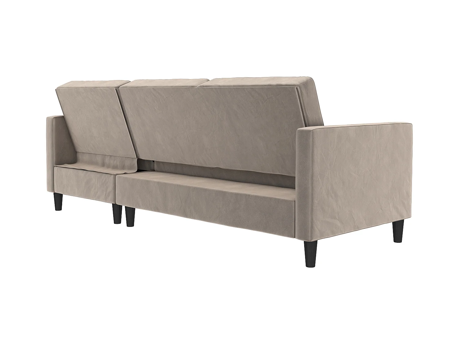 Presley | Canapé convertible 3 places avec méridienne en velours taupe