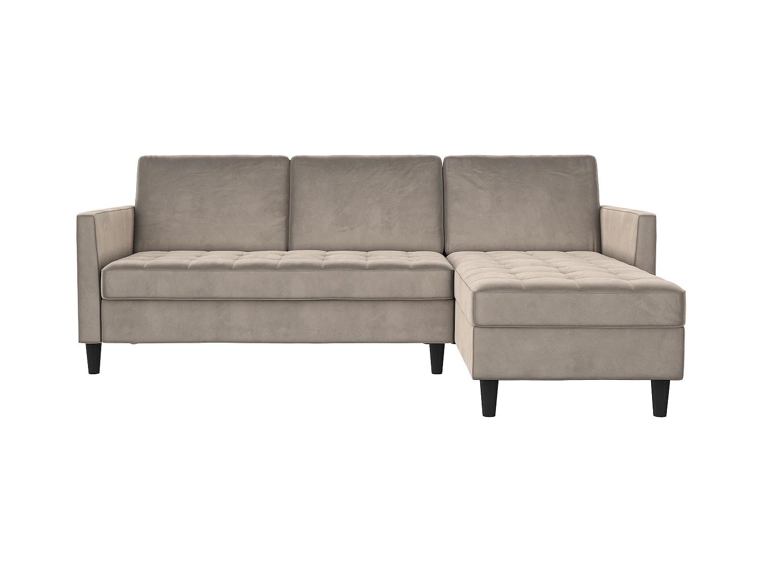 3-zits hoekslaapbank met opbergruimte in grijs fluweel