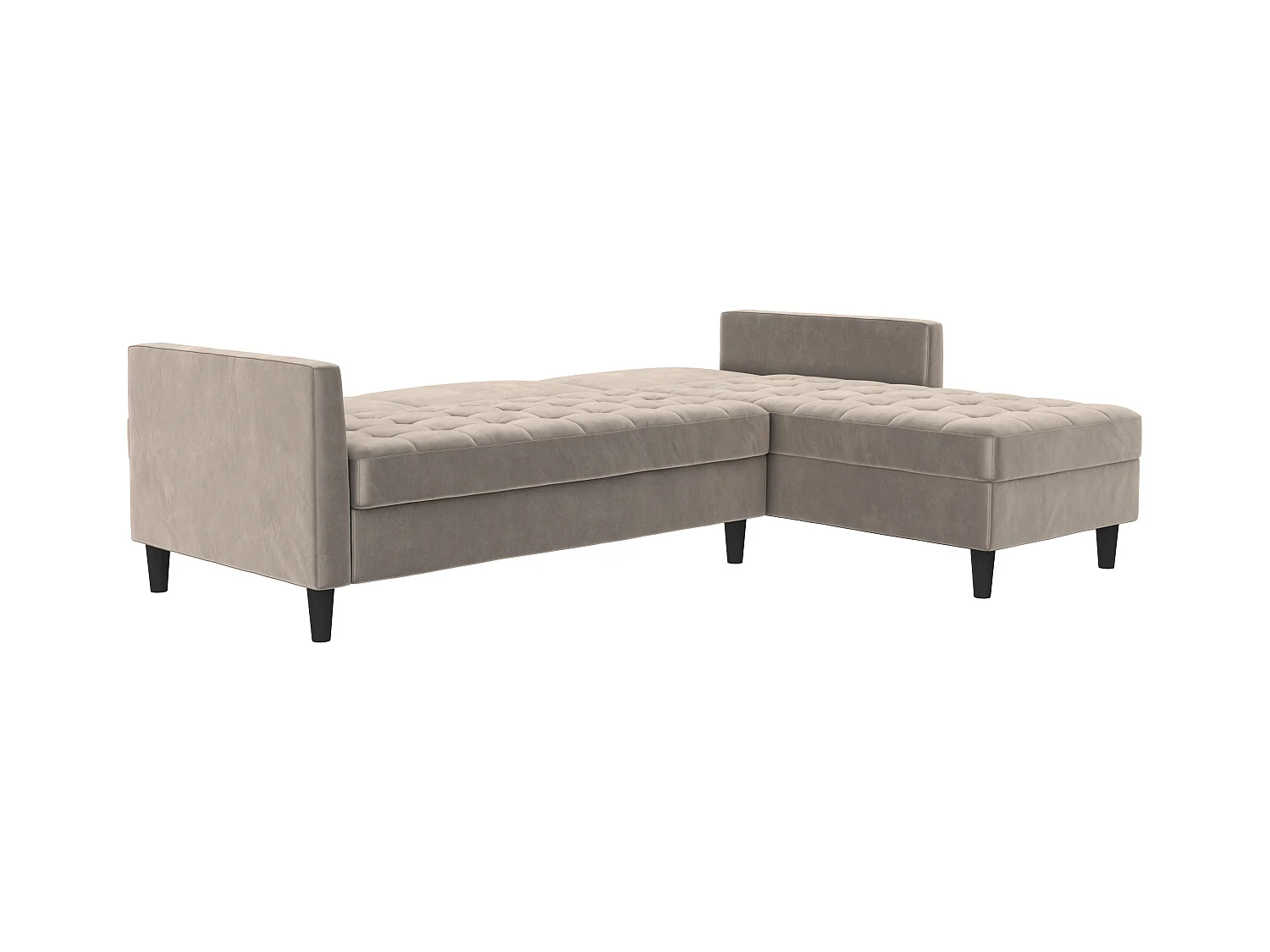 3-zits hoekslaapbank met opbergruimte in grijs fluweel