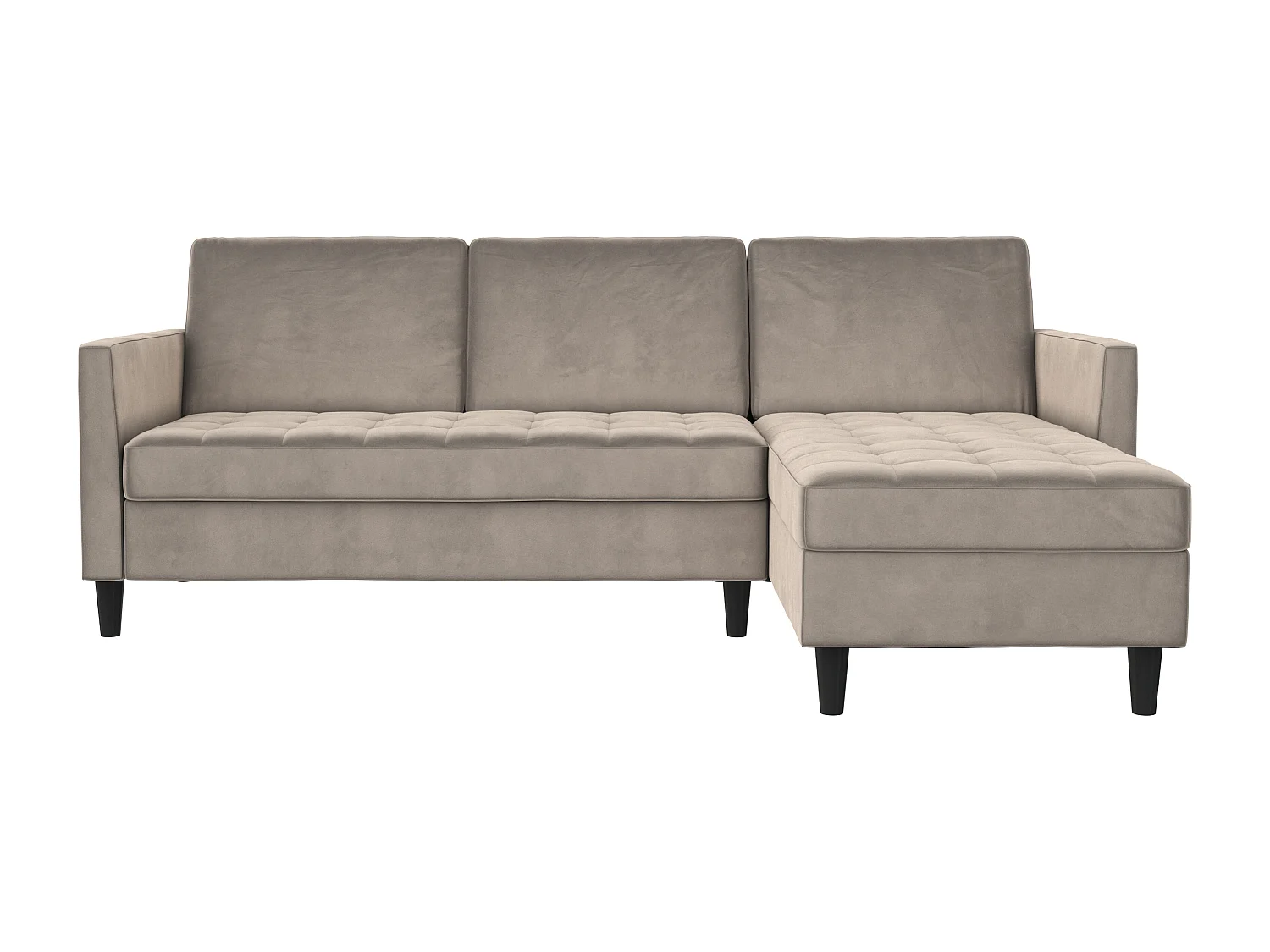 Presley | Canapé convertible 3 places avec méridienne en velours taupe