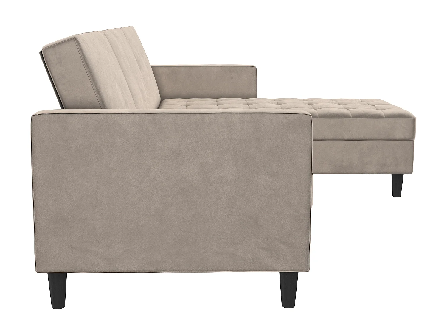 Presley | Canapé convertible 3 places avec méridienne en velours taupe