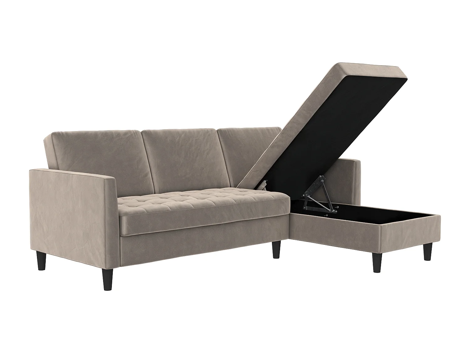 Presley | Canapé convertible 3 places avec méridienne en velours taupe