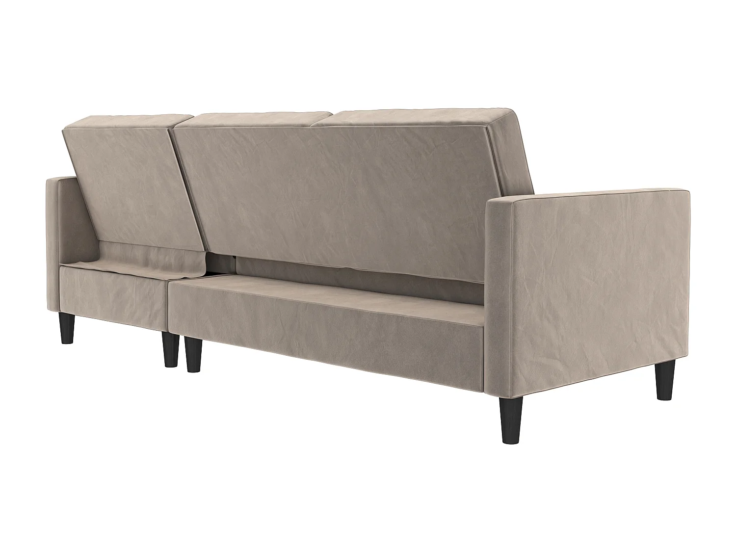 Presley | Canapé convertible 3 places avec méridienne en velours taupe