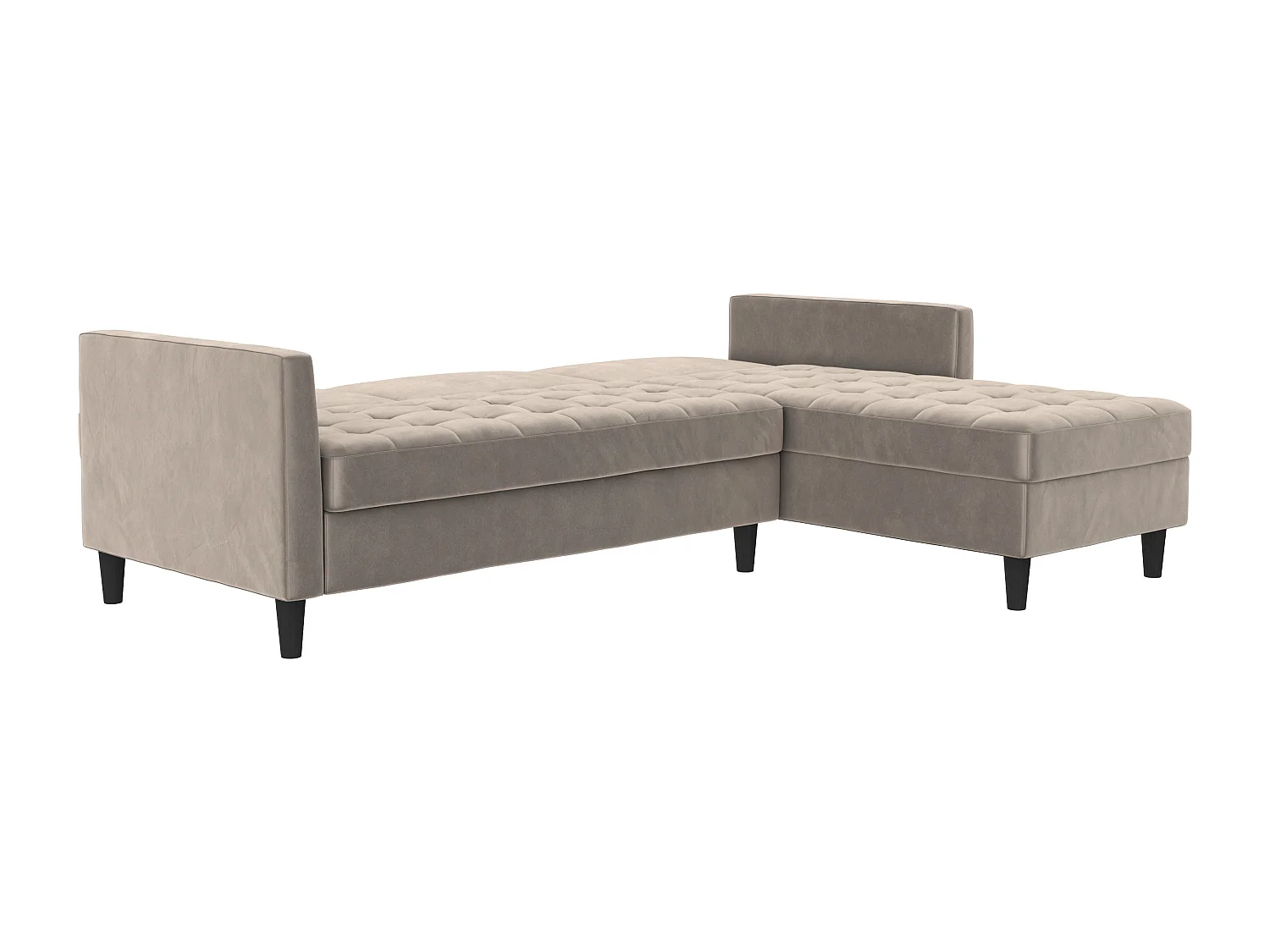 Presley | Canapé convertible 3 places avec méridienne en velours taupe