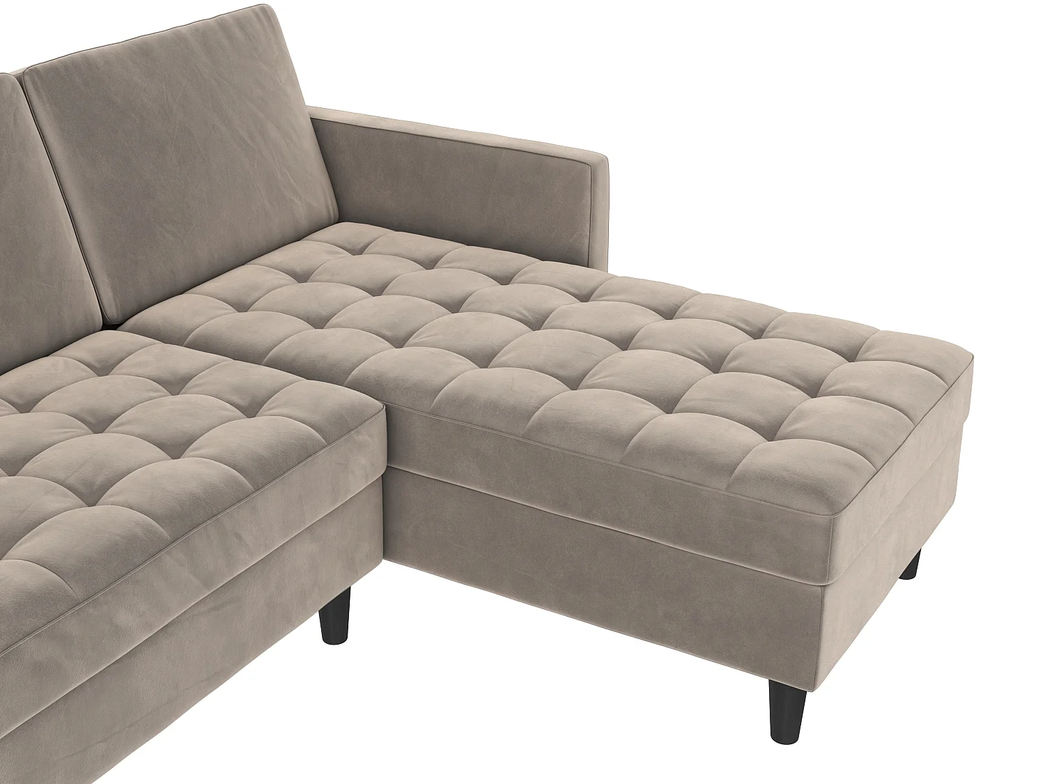 Presley | Canapé convertible 3 places avec méridienne en velours taupe