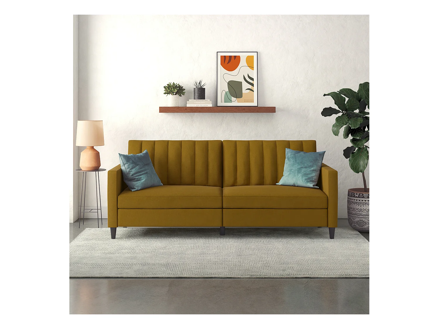 3-zits slaapbank in curry stof