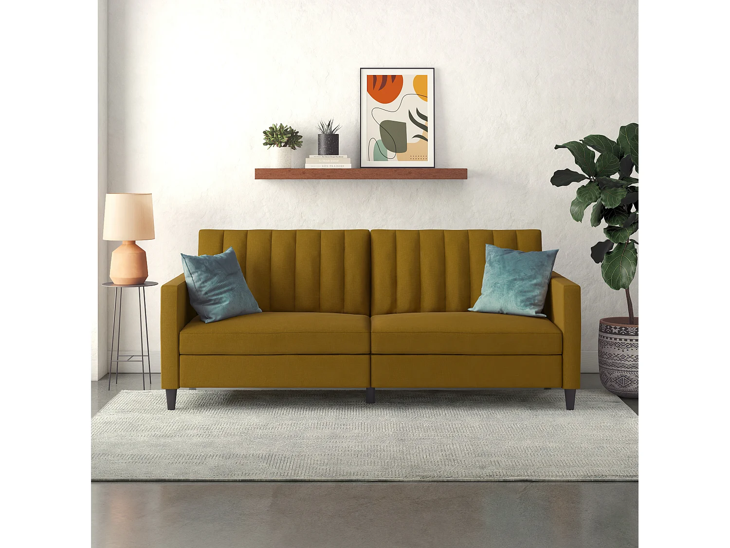 Celine | Canapé convertible 3 places en lin curry