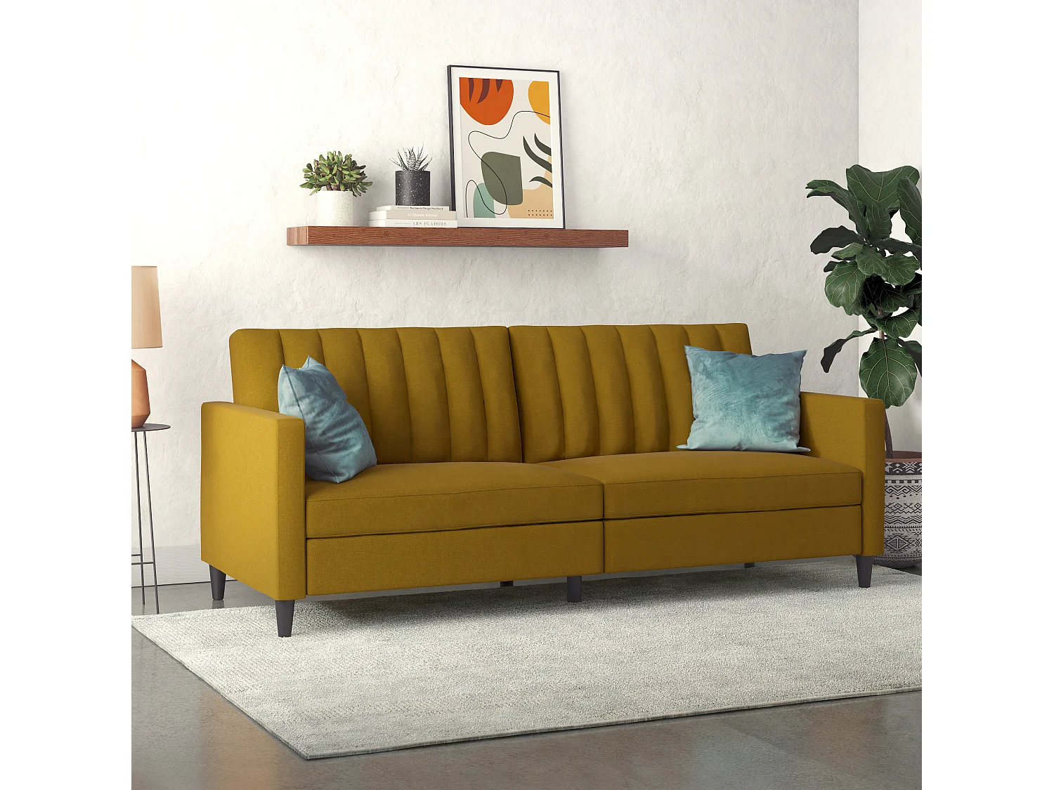 Celine | Canapé convertible 3 places en lin curry