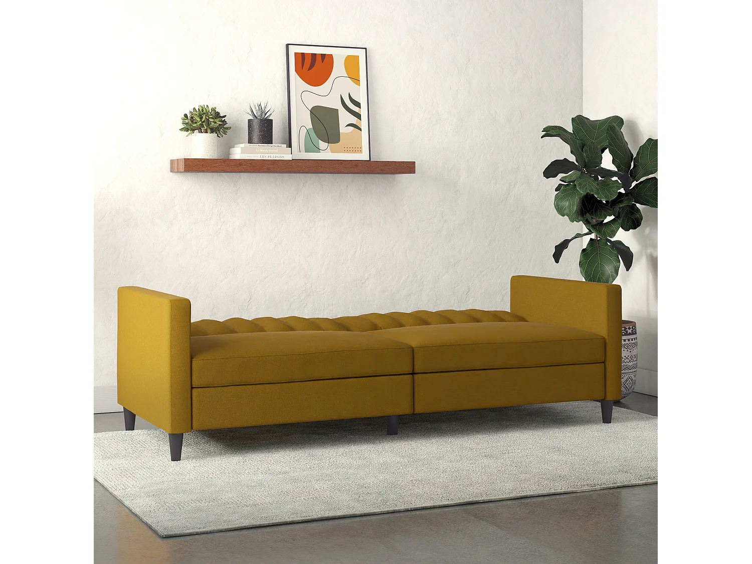 Celine | Canapé convertible 3 places en lin curry