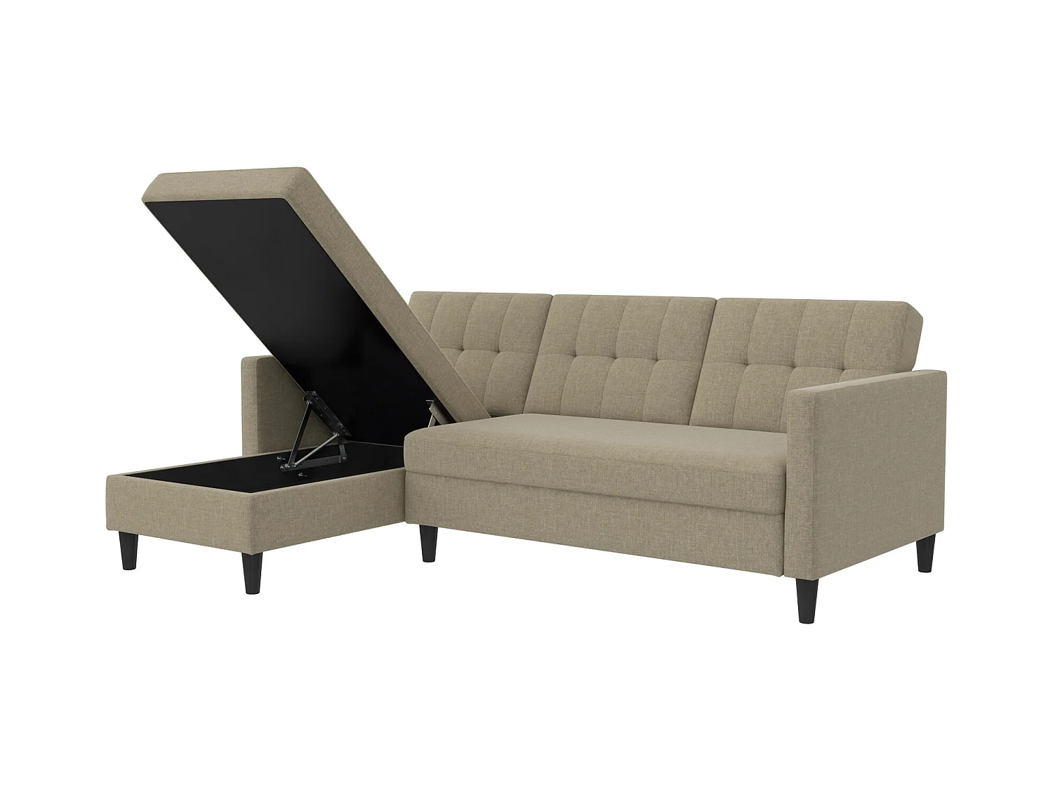 3-zits hoekslaapbank in cappuchino linnen