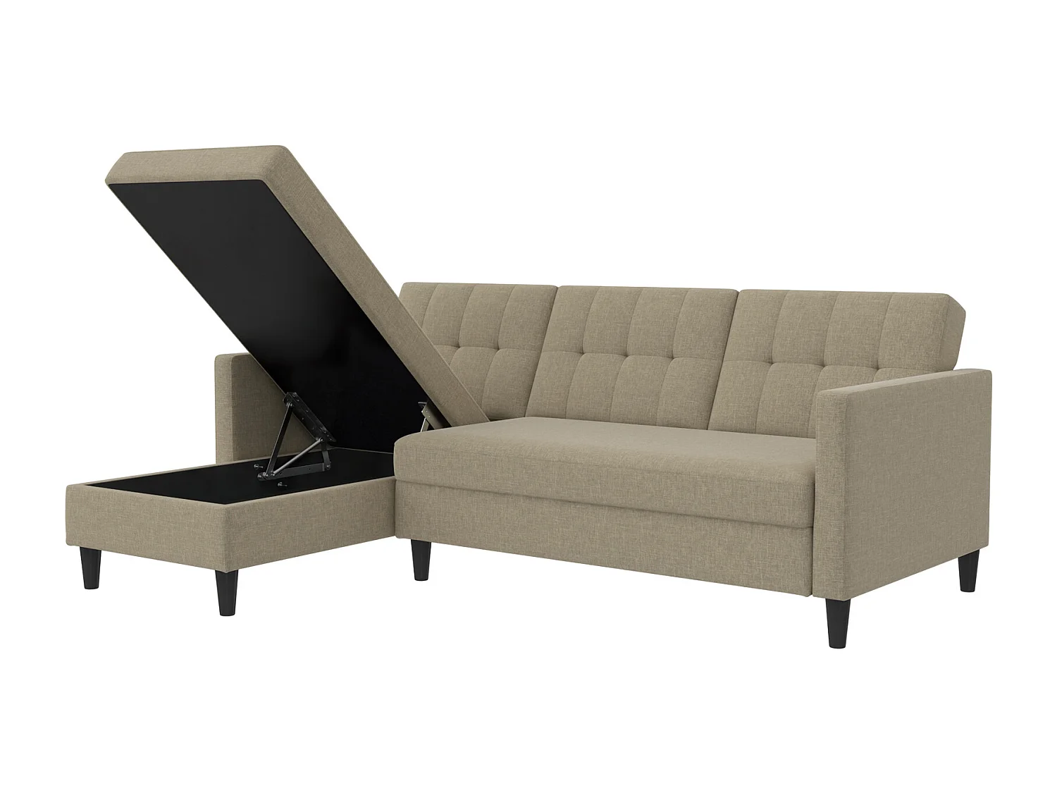 Hartford | Canapé-lit 3 places avec méridienne en lin capuchino