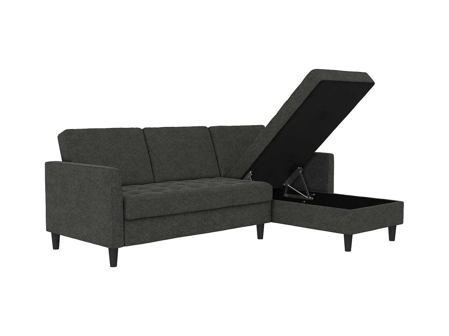 3-zits hoekslaapbank in antraciet stof