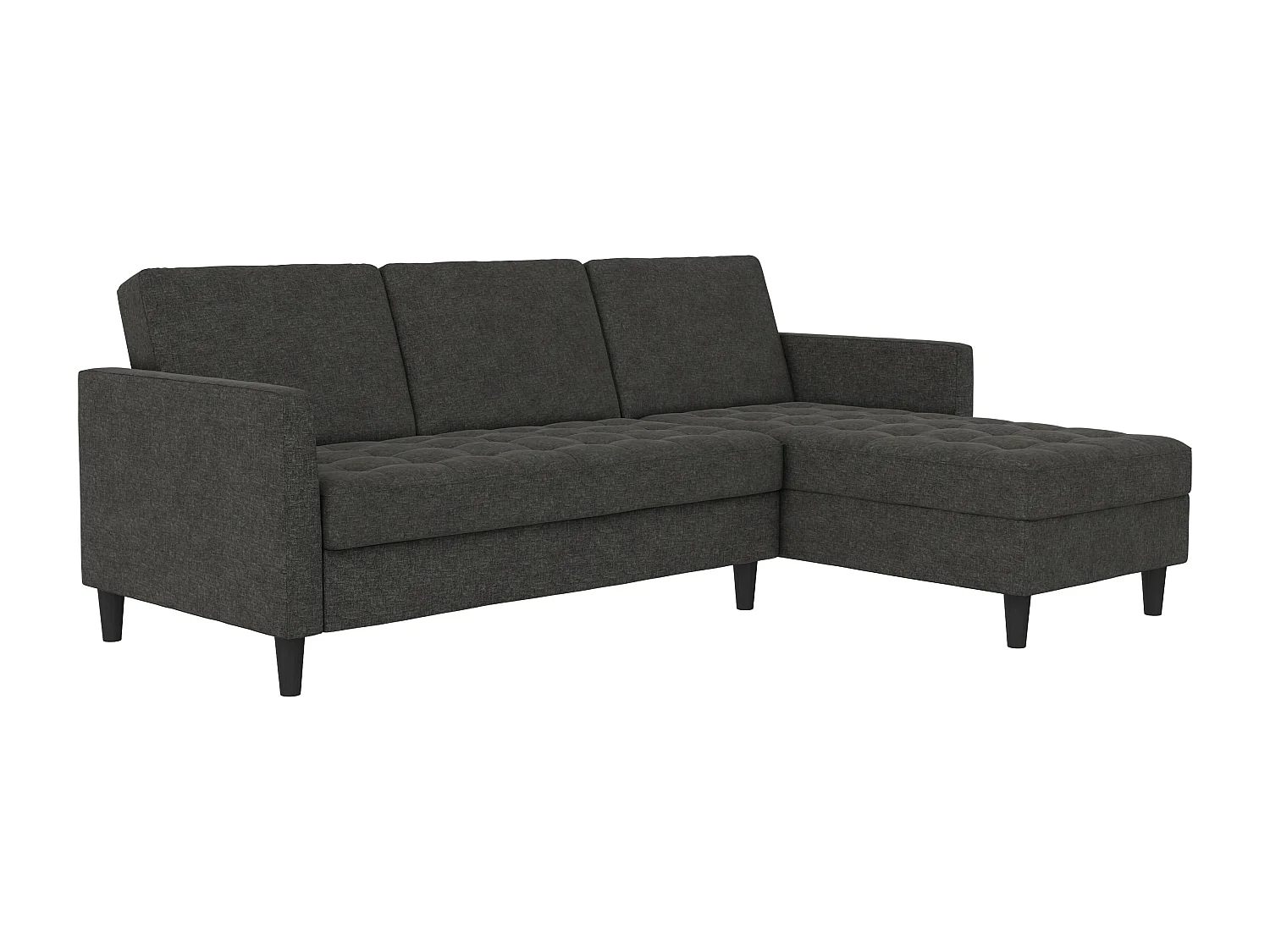 Presley | Canapé convertible 3 places avec méridienne en lin anthracite