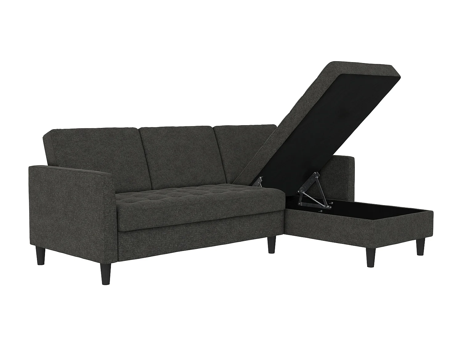 Presley | Canapé convertible 3 places avec méridienne en lin anthracite