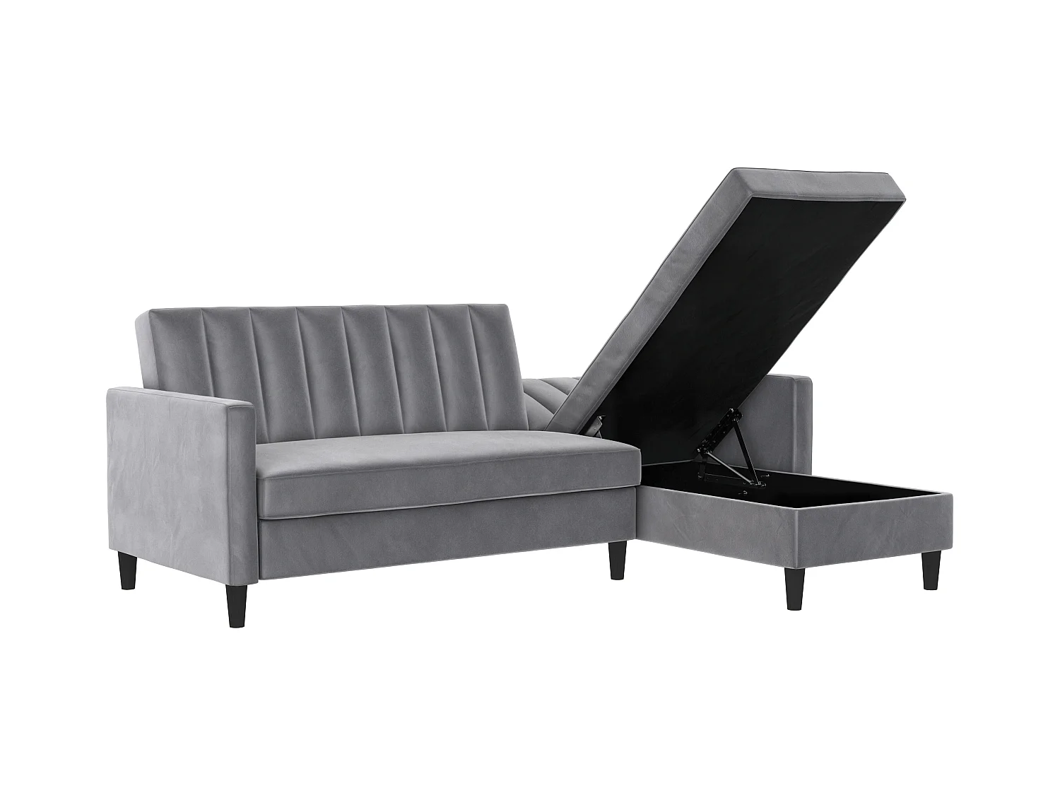 3-zits hoekslaapbank in grijs fluweel