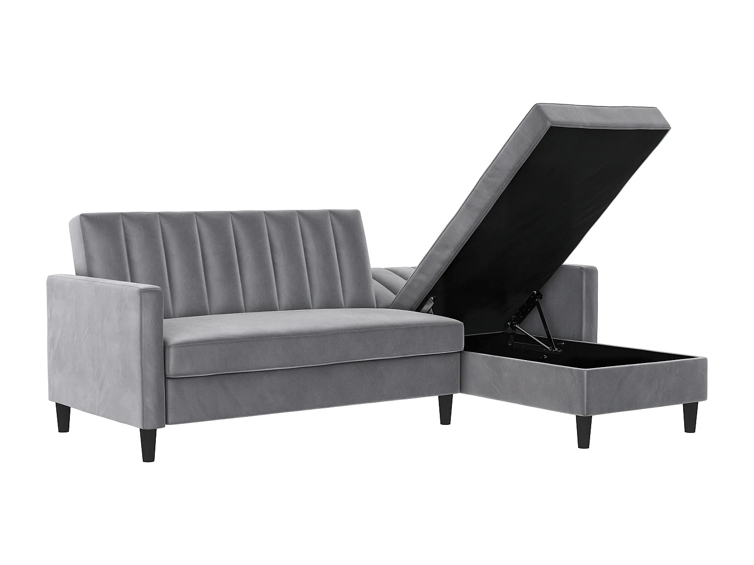 Celine | Canapé-lit 3 places avec méridienne en velours gris