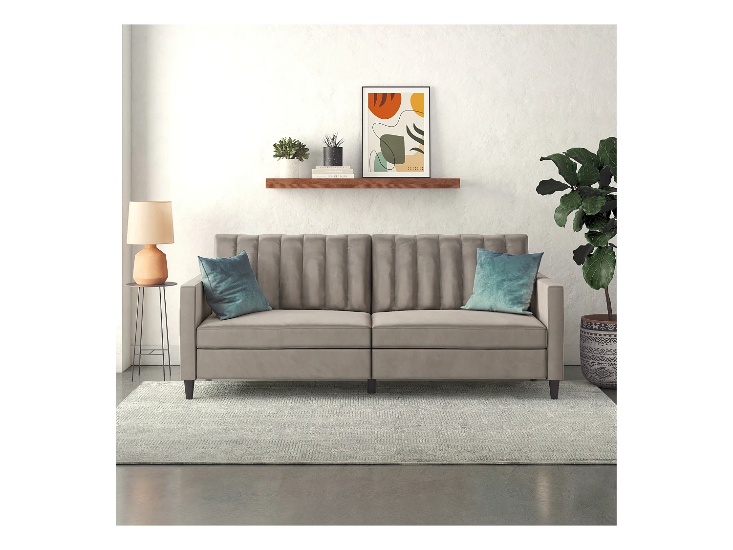 Celine | Canapé lit 3 places en velours taupe