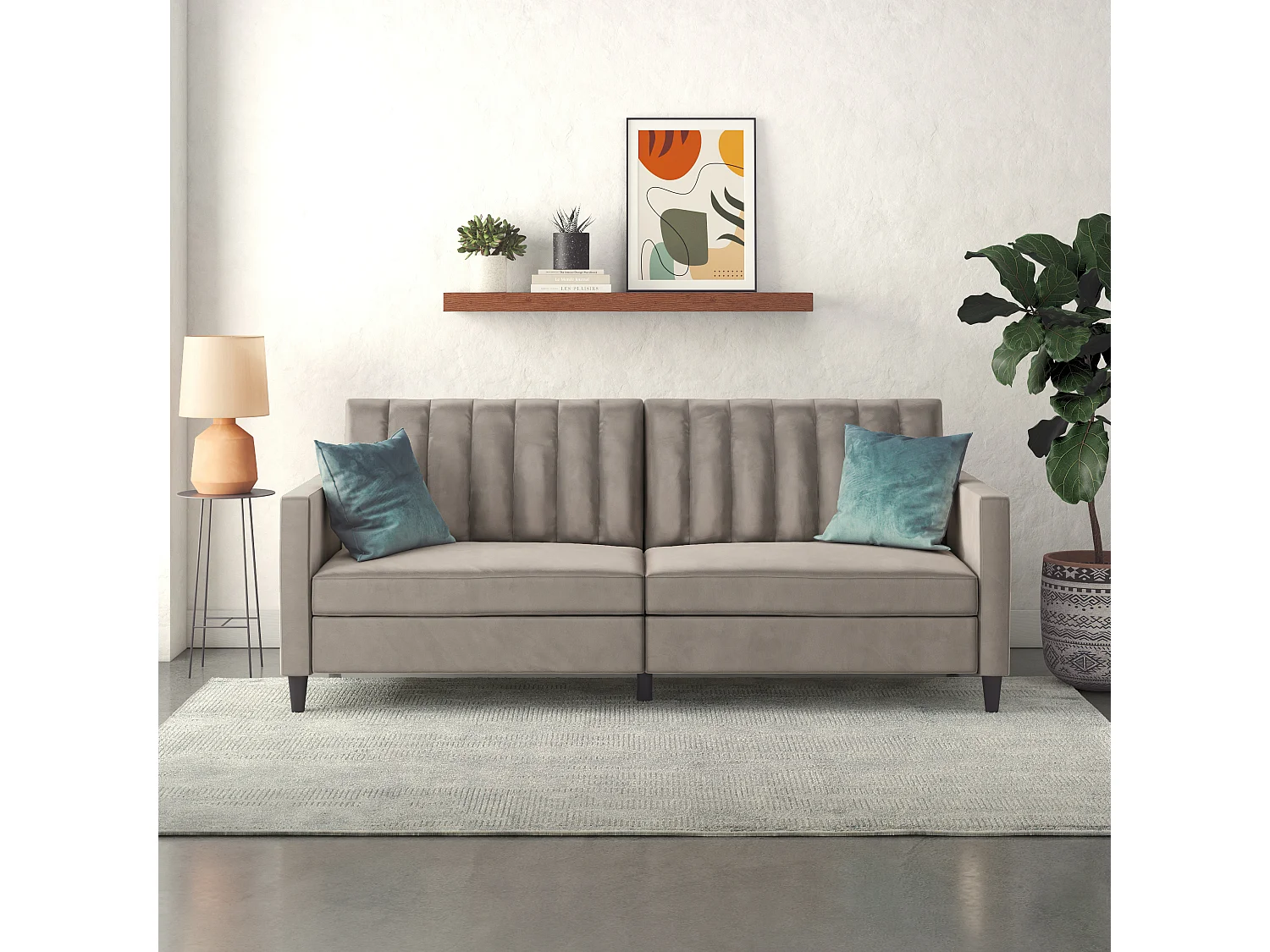 Celine | Canapé lit 3 places en velours taupe