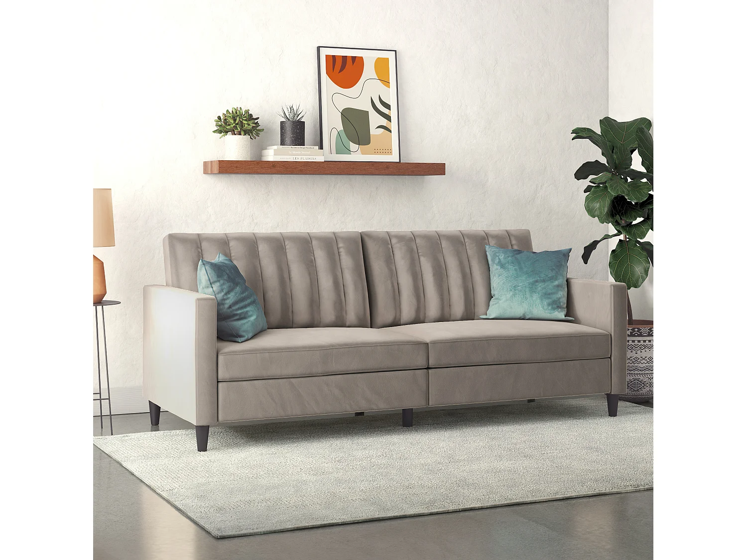 Celine | Canapé lit 3 places en velours taupe