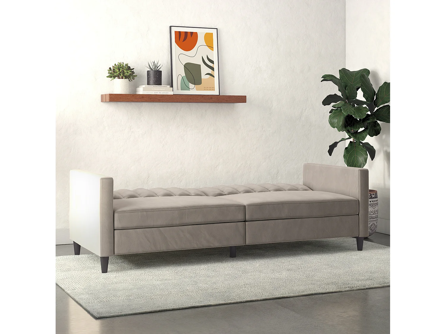 Celine | Canapé lit 3 places en velours taupe