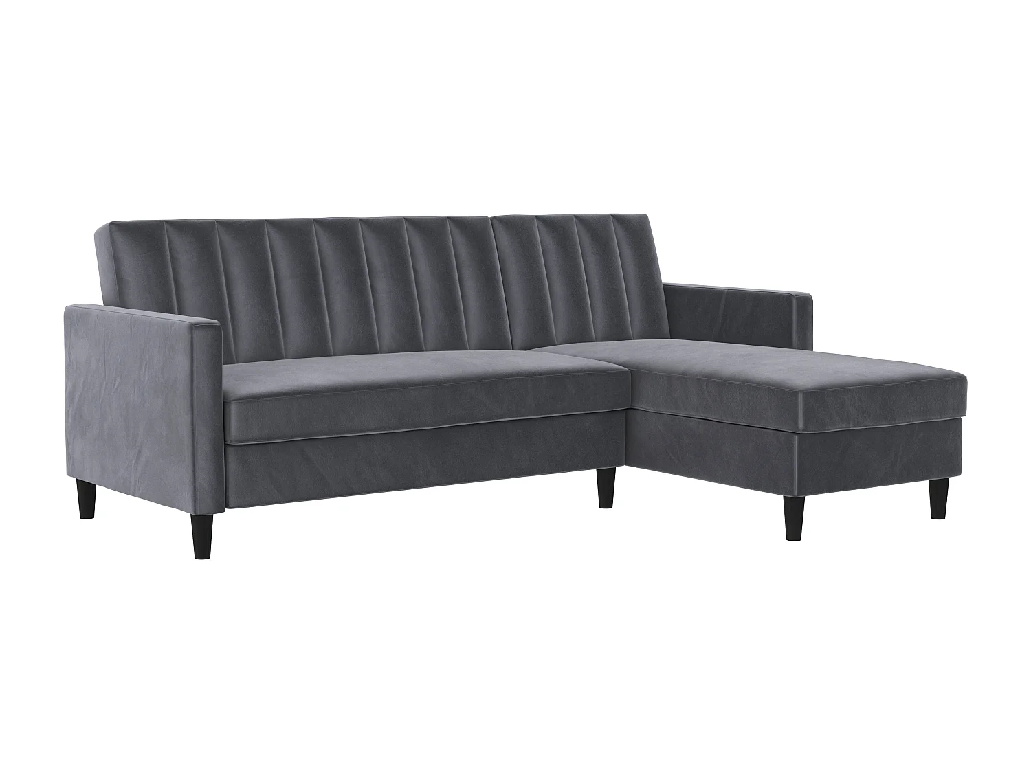 Celine | Canapé lit 3 places avec méridienne en velours anthracite