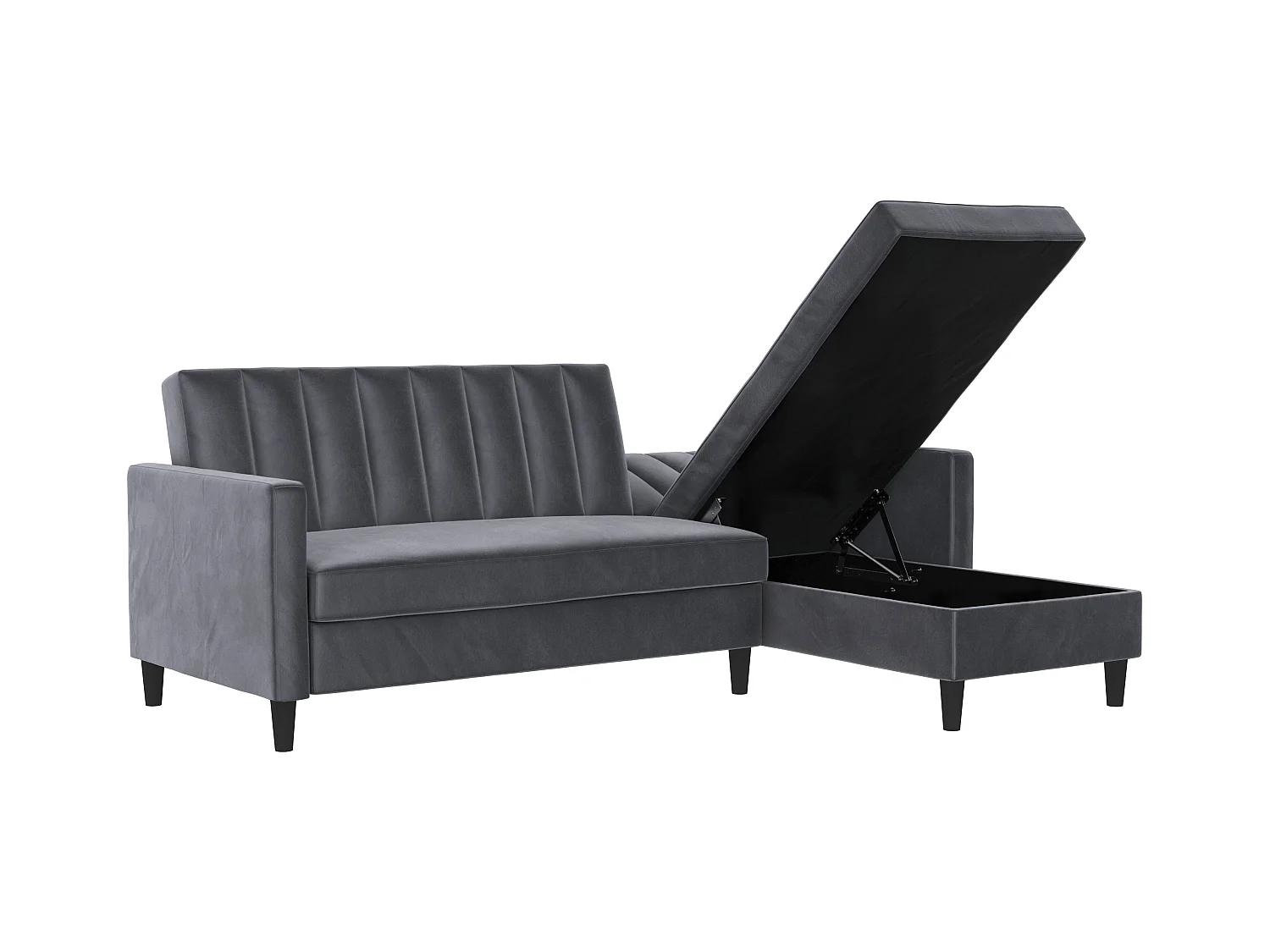 Celine | Canapé lit 3 places avec méridienne en velours anthracite