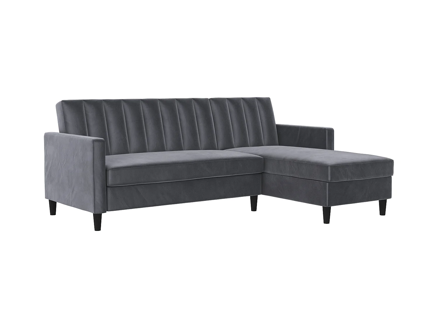 Celine | Canapé lit 3 places avec méridienne en velours anthracite