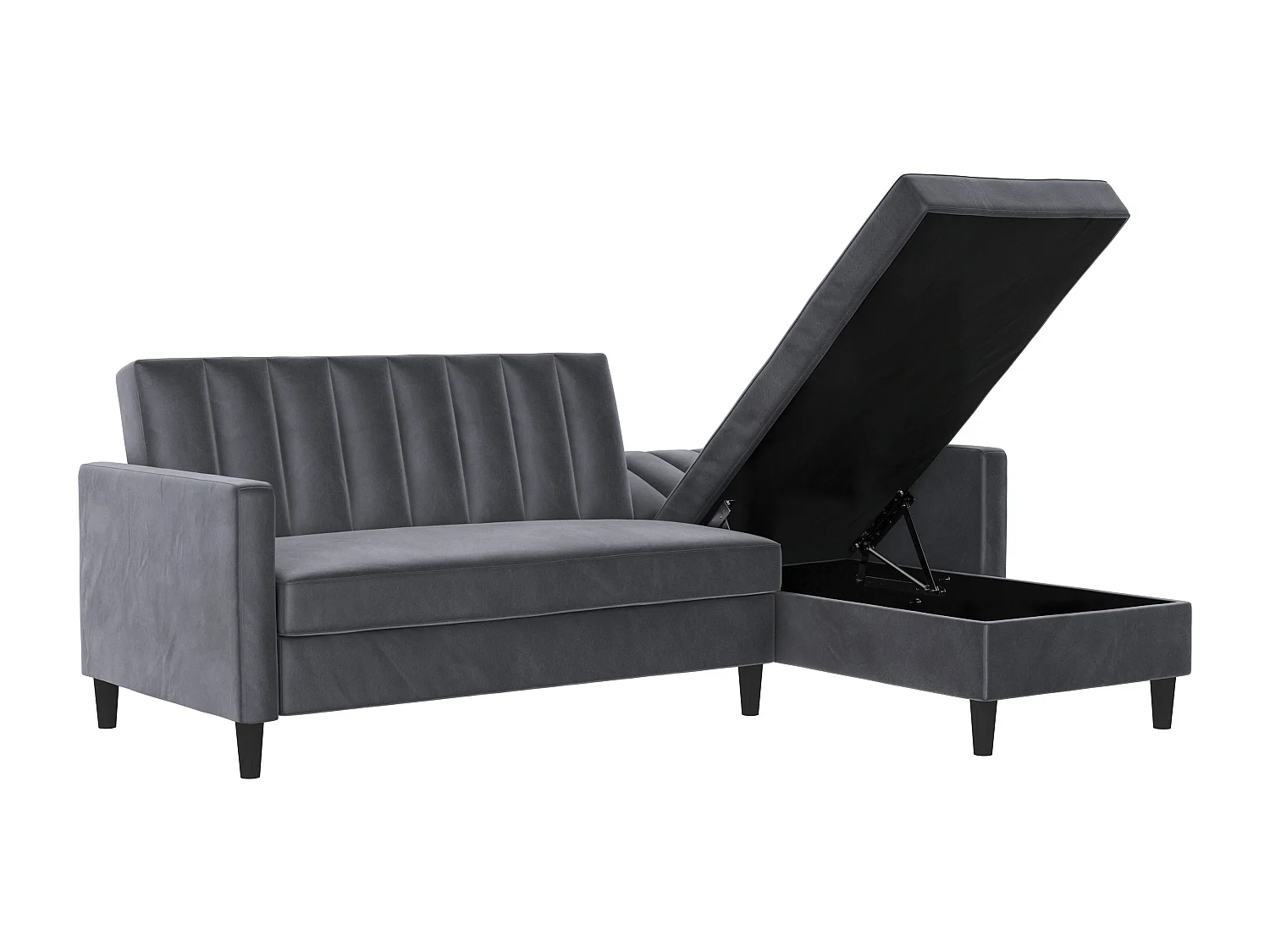 Celine | Canapé lit 3 places avec méridienne en velours anthracite