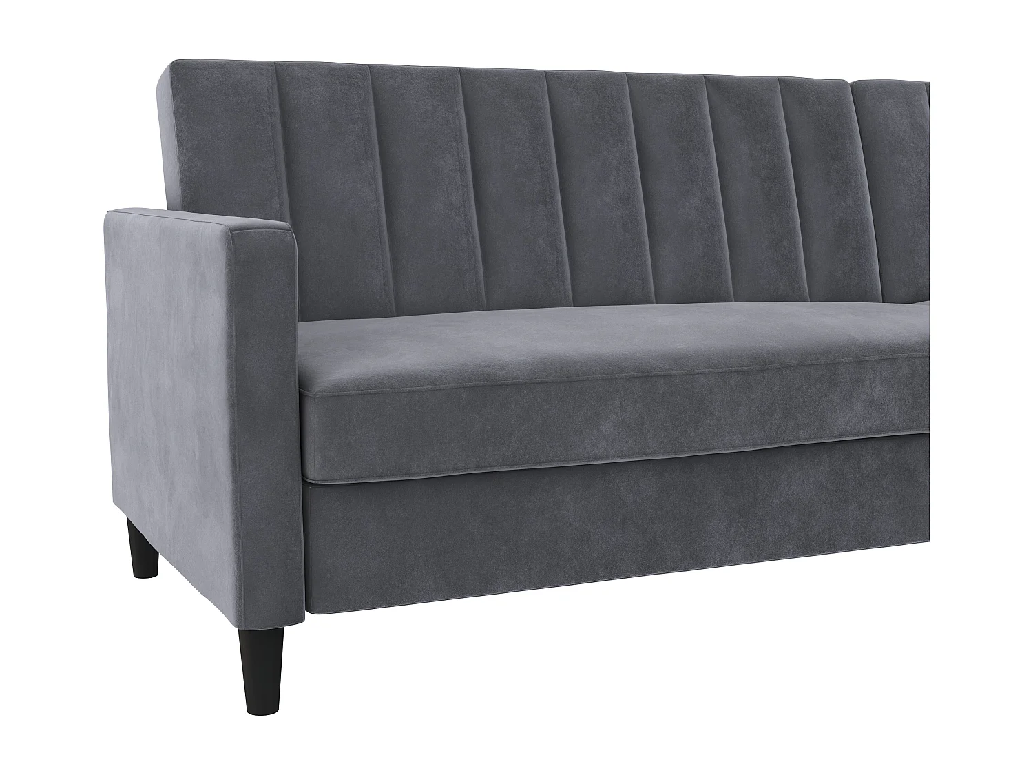 Celine | Canapé lit 3 places avec méridienne en velours anthracite