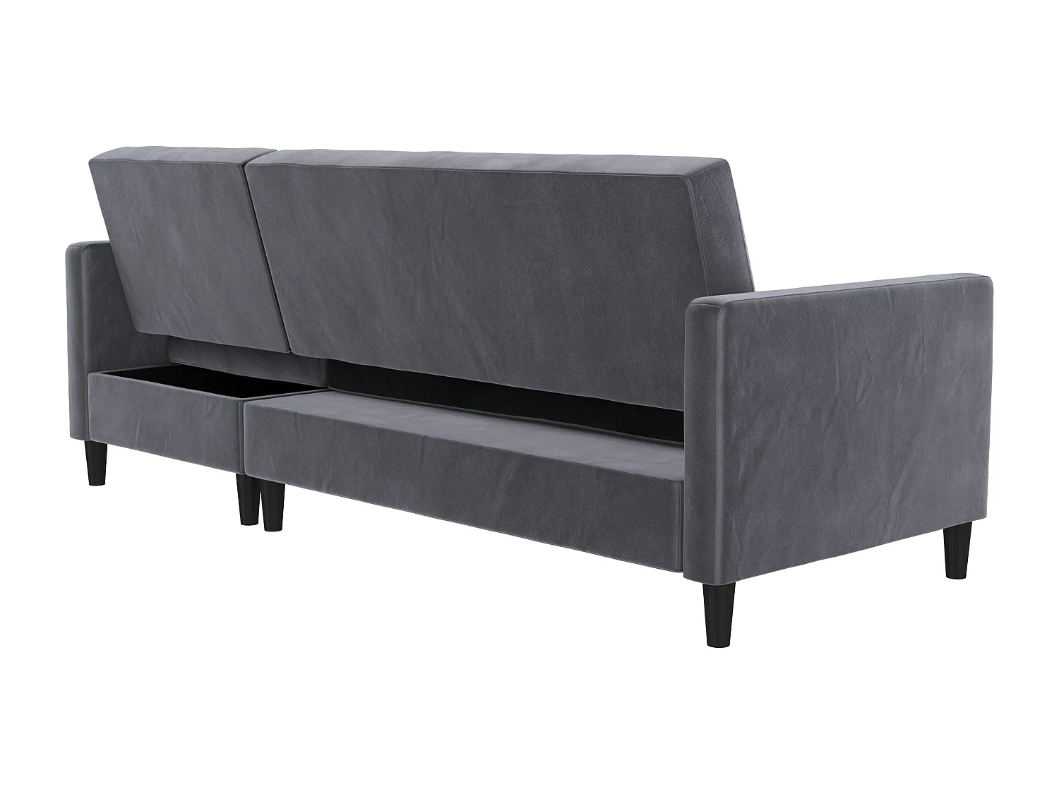 Celine | Canapé lit 3 places avec méridienne en velours anthracite