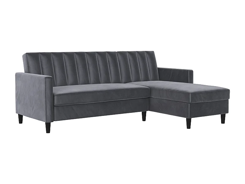 Celine | Canapé lit 3 places avec méridienne en velours anthracite