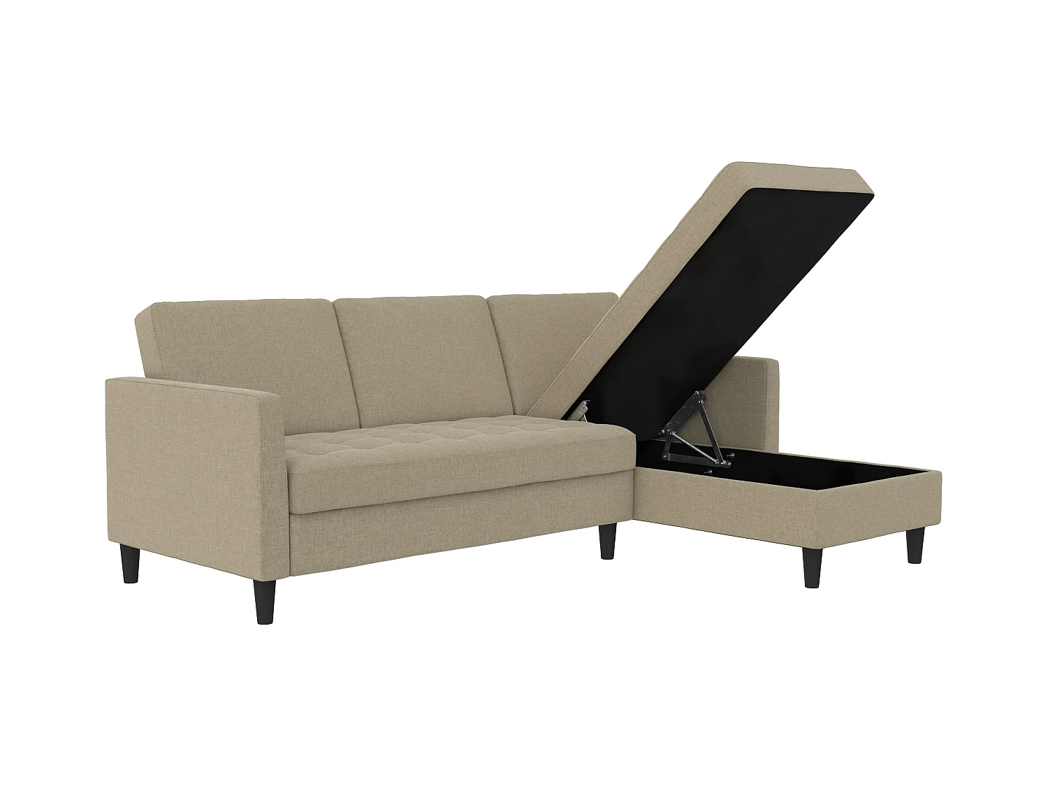 3-zits hoekslaapbank in cappuccino stof