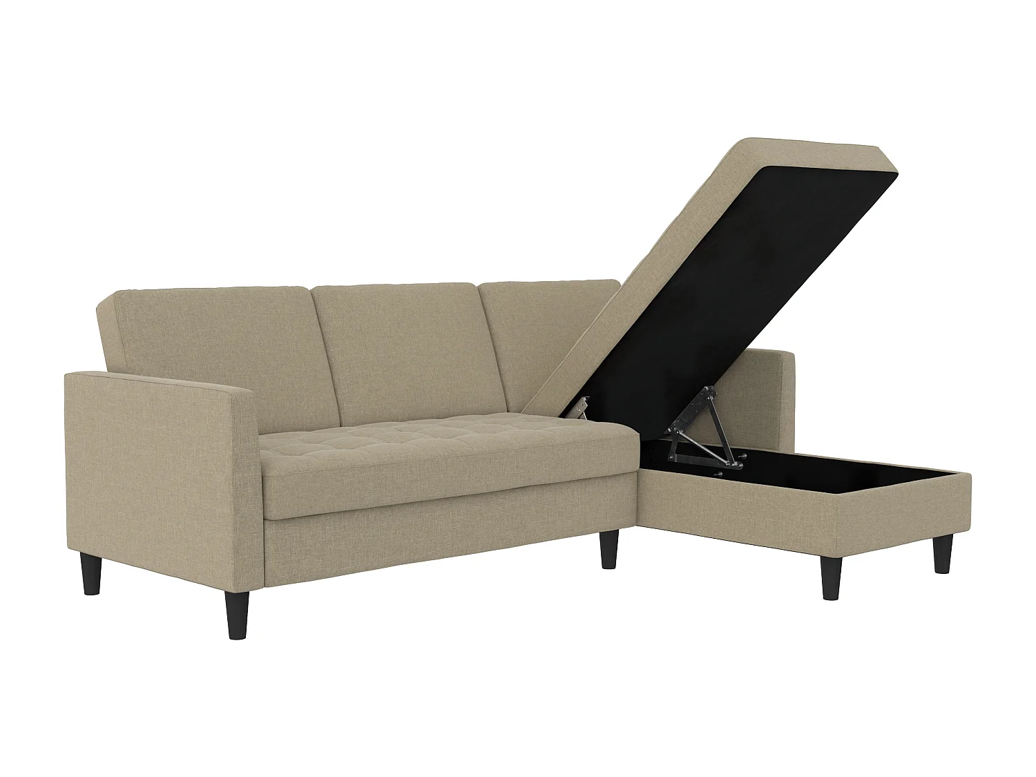 Presley | Canapé-lit 3 places avec méridienne en lin cappuchino