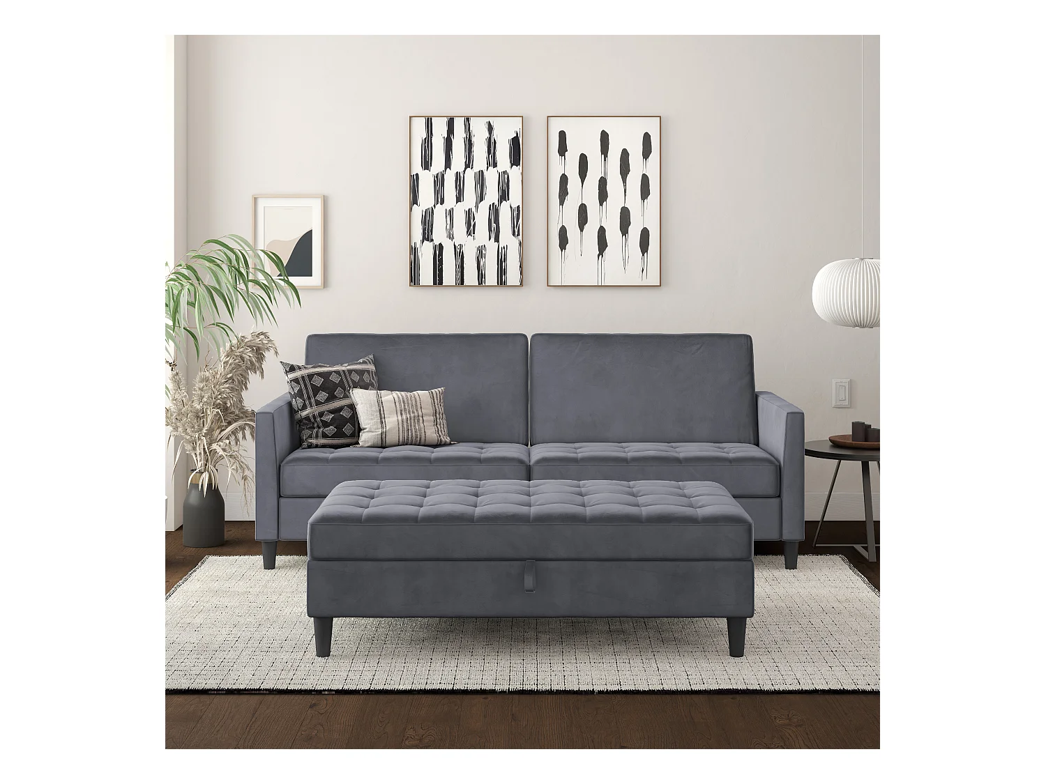 3-zits slaapbank in antraciet fluweel