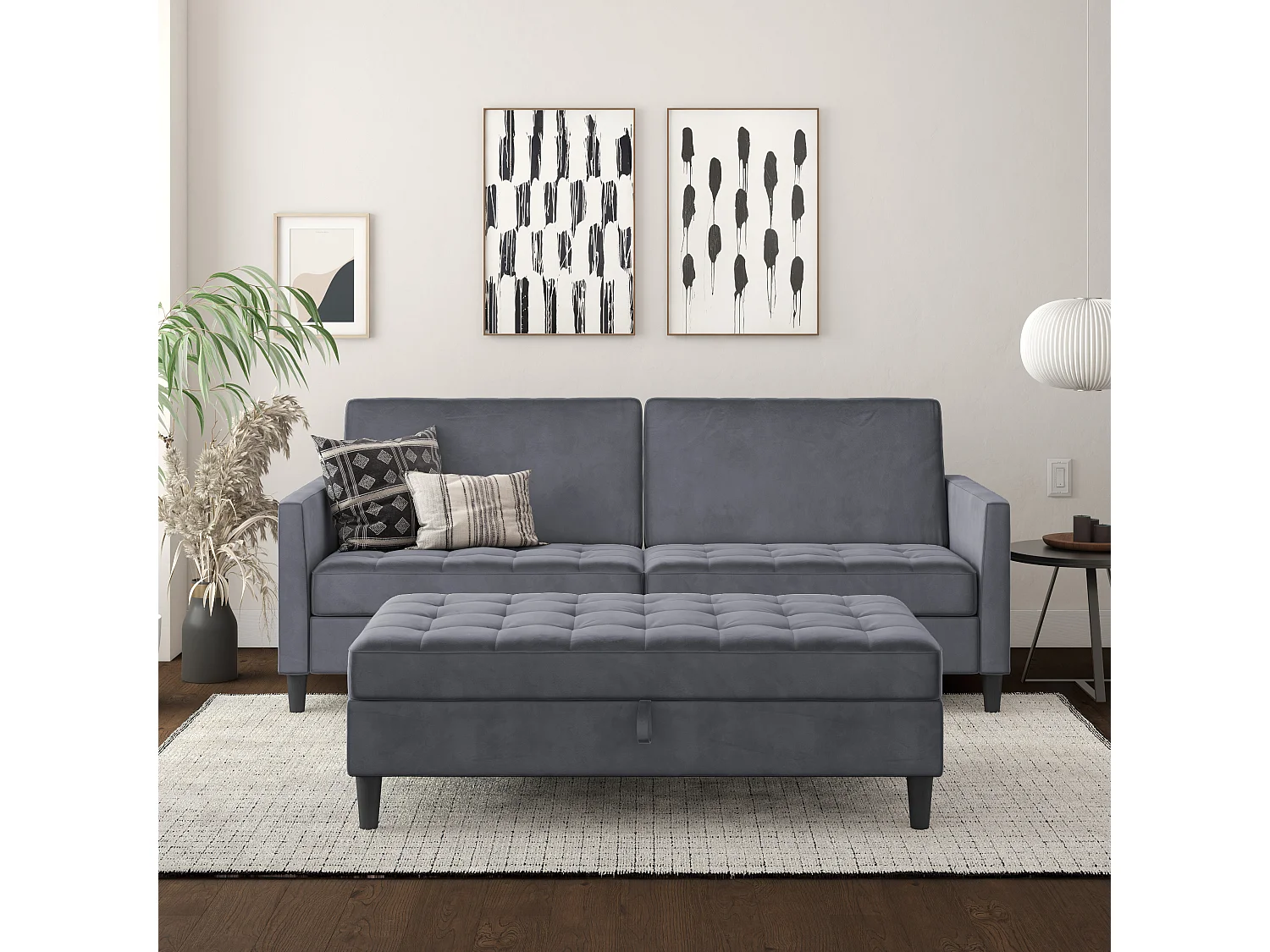 Presley | Canapé convertible 3 places en velours anthracite