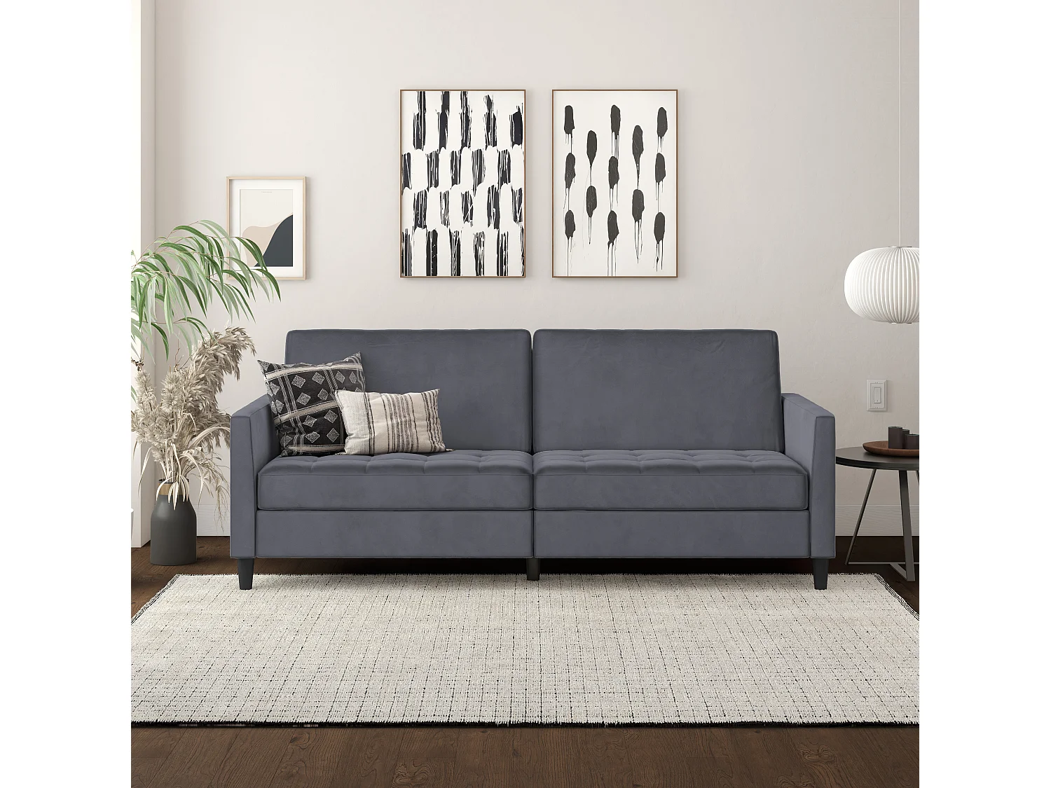 Presley | Canapé convertible 3 places en velours anthracite