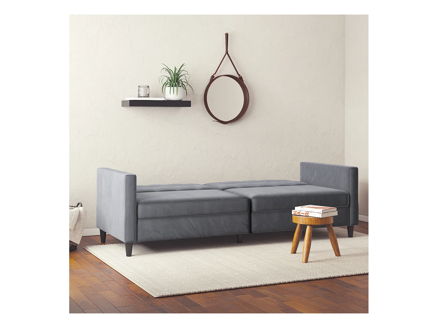 Hartford | Canapé convertible 3 places en velours anthracite