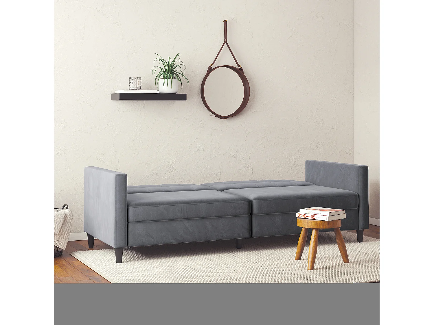 Hartford | Canapé convertible 3 places en velours anthracite