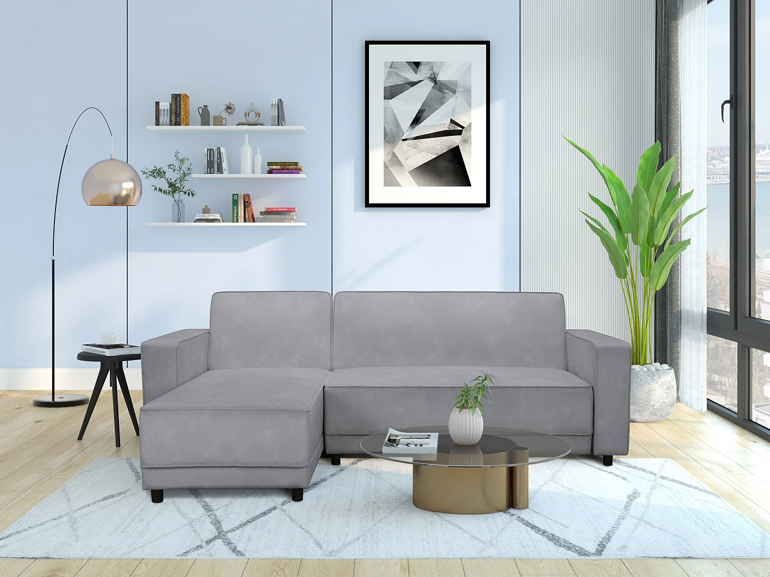 Allie | Canapé en L en velours Gris