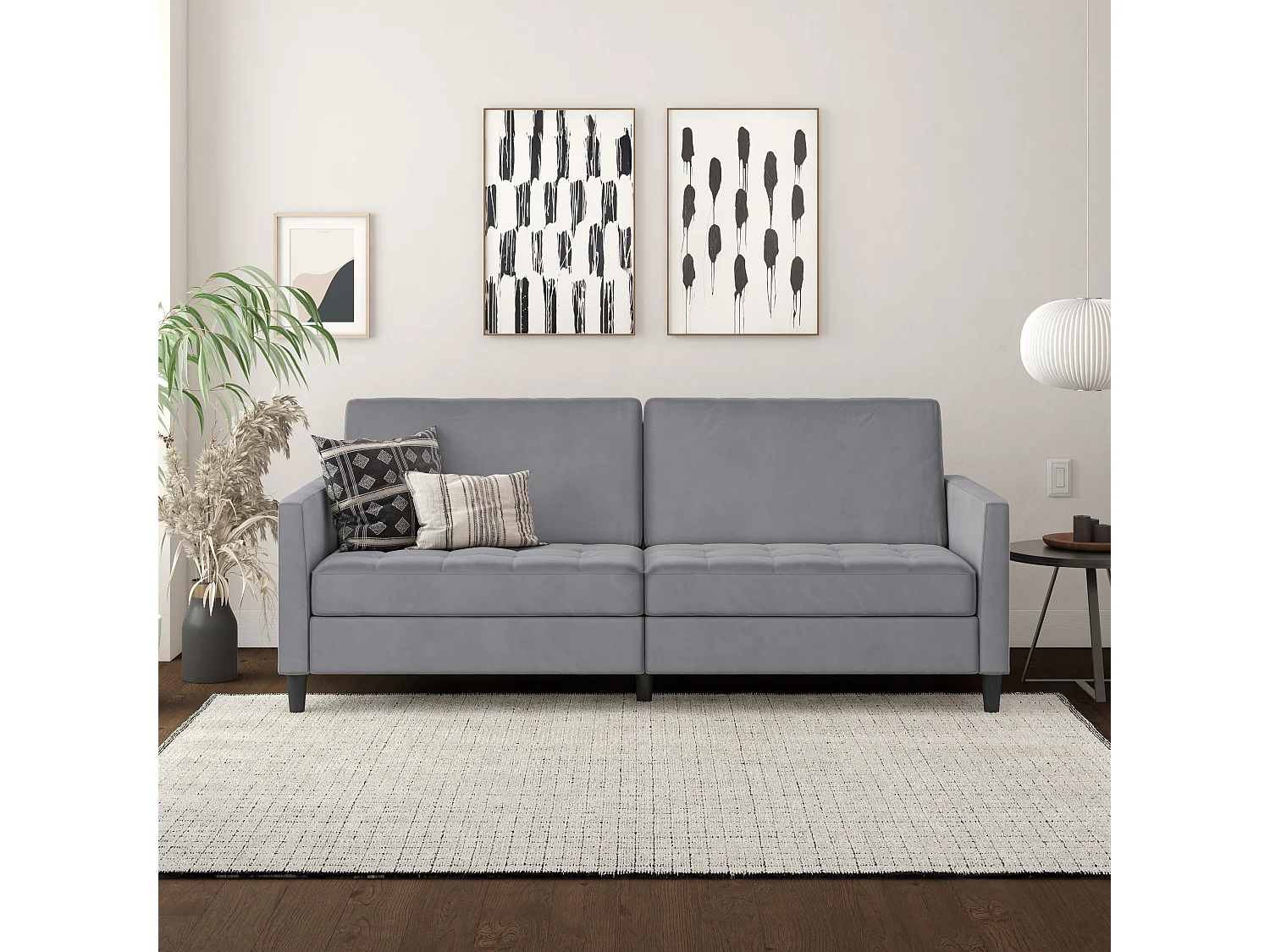 Presley | Canapé convertible 3 places en velours gris