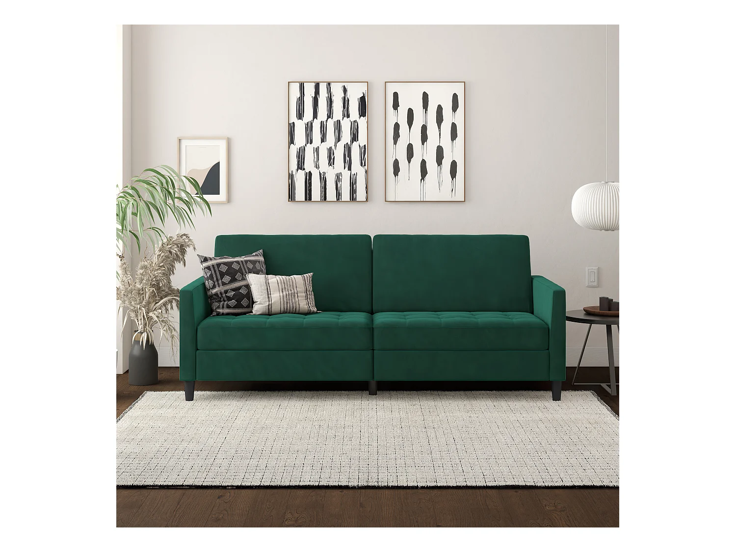 3-zits slaapbank in donkergroen fluweel