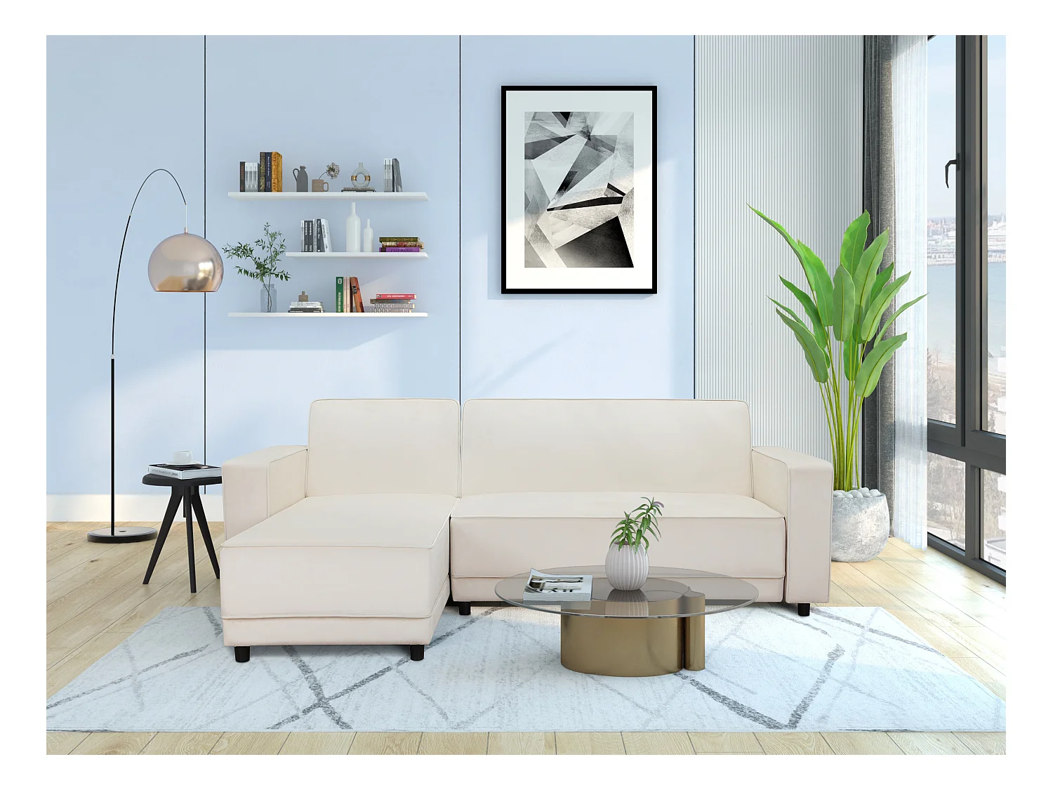 Allie | Sofabed L-Shape en velours crème