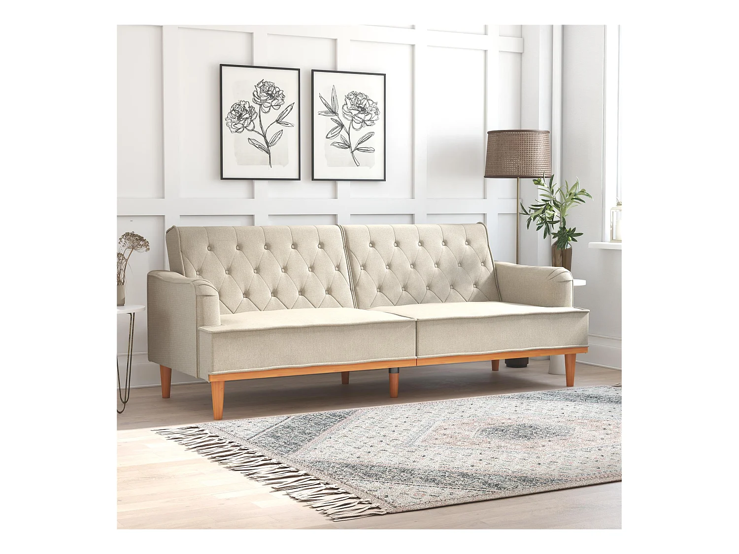 Stella | Canapé lit 3 places en lin tan